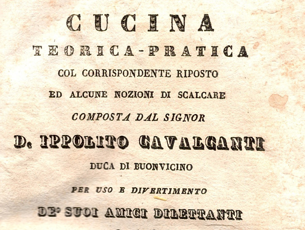 BIBLIO  L'arte Cucinaria in Italia. Trattato teorico pratico e  dimostrativo della cucina italiana e delle principali straniere,  applicabile a qualsiasi servizio sia per cucina di lusso che per quelle  d'albergo e